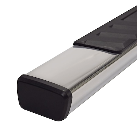 Trailfx With Step Pads, 4" Trapezoidal Straight, Polished, Stainless Steel, With Plastic End Caps A4002S